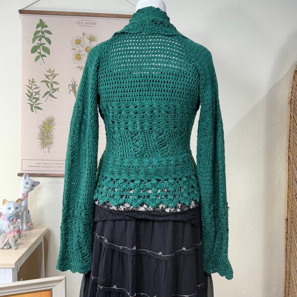Vintage Y2k Collared Cardigan Sweater Whimsigoth Fairy Grunge Whimsy Twee M - Picture 4 of 11
